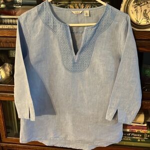 NWT L.L. Bean Light Blue Natural Linen/Cotton Tunic XS